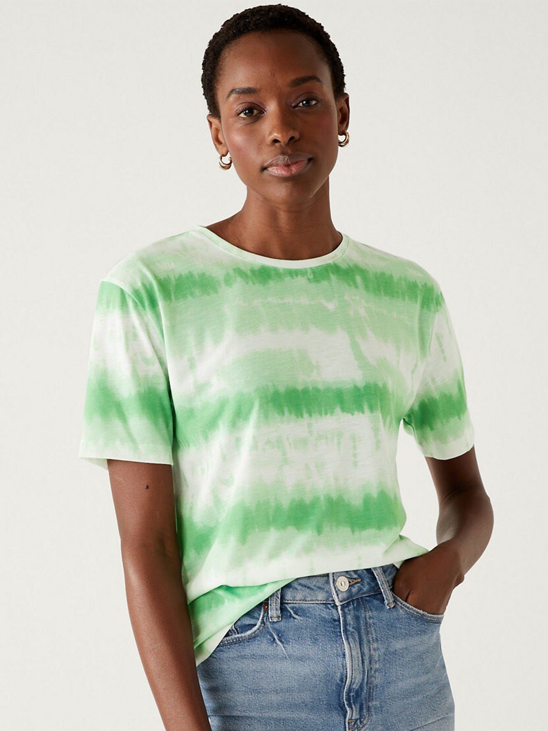 

Marks & Spencer Dyed Round Neck T-Shirt, Green
