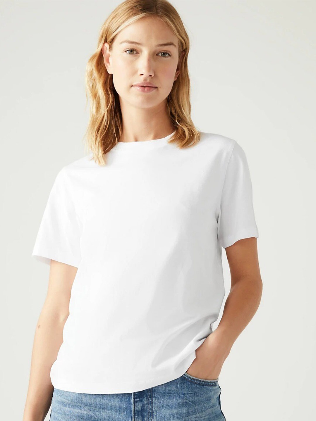 

Marks & Spencer Round Neck Pure Cotton T-Shirt, White