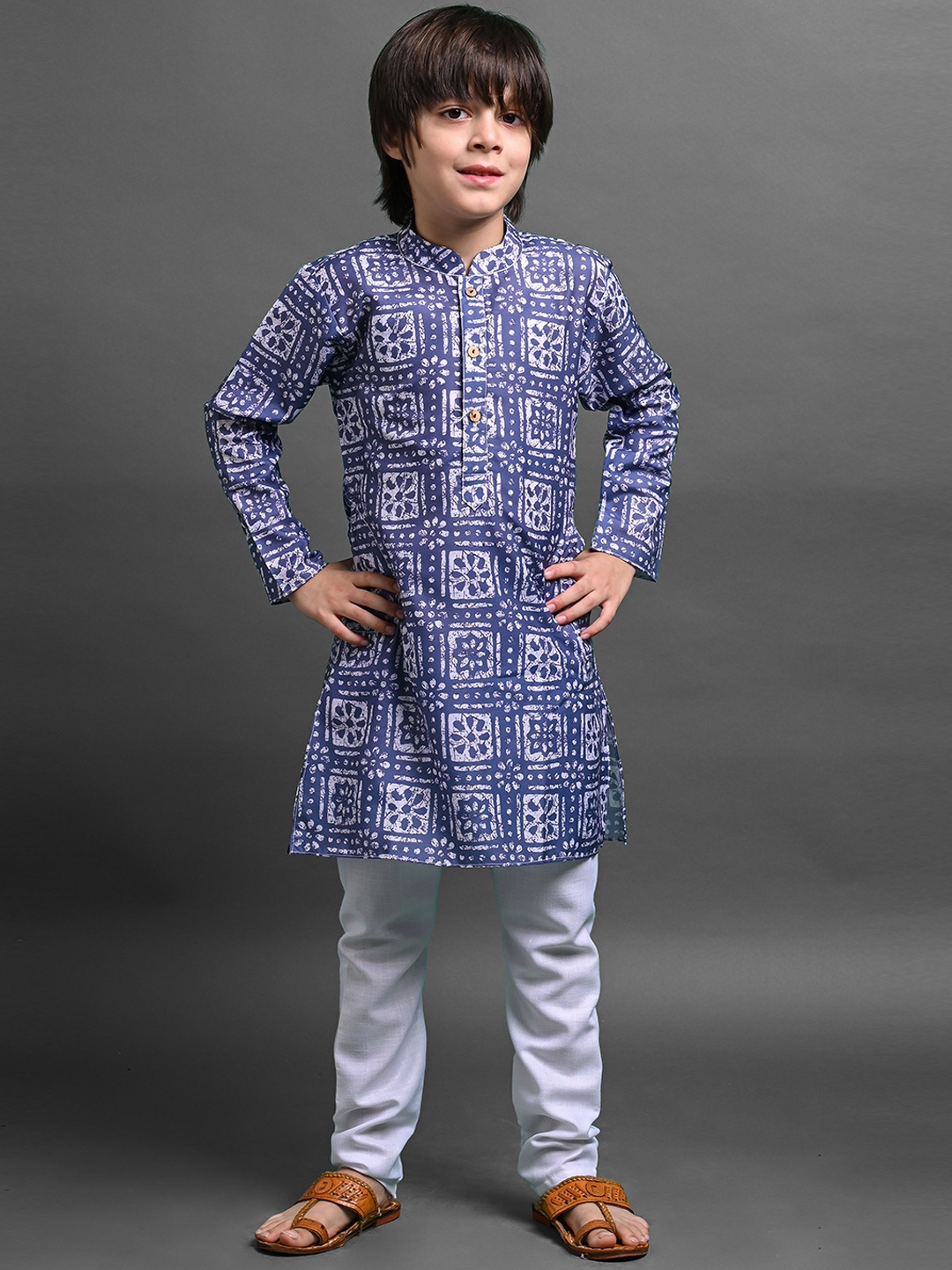 

VESHAM Boys Ethnic Motifs Printed Kurta With Pyjamas, Blue