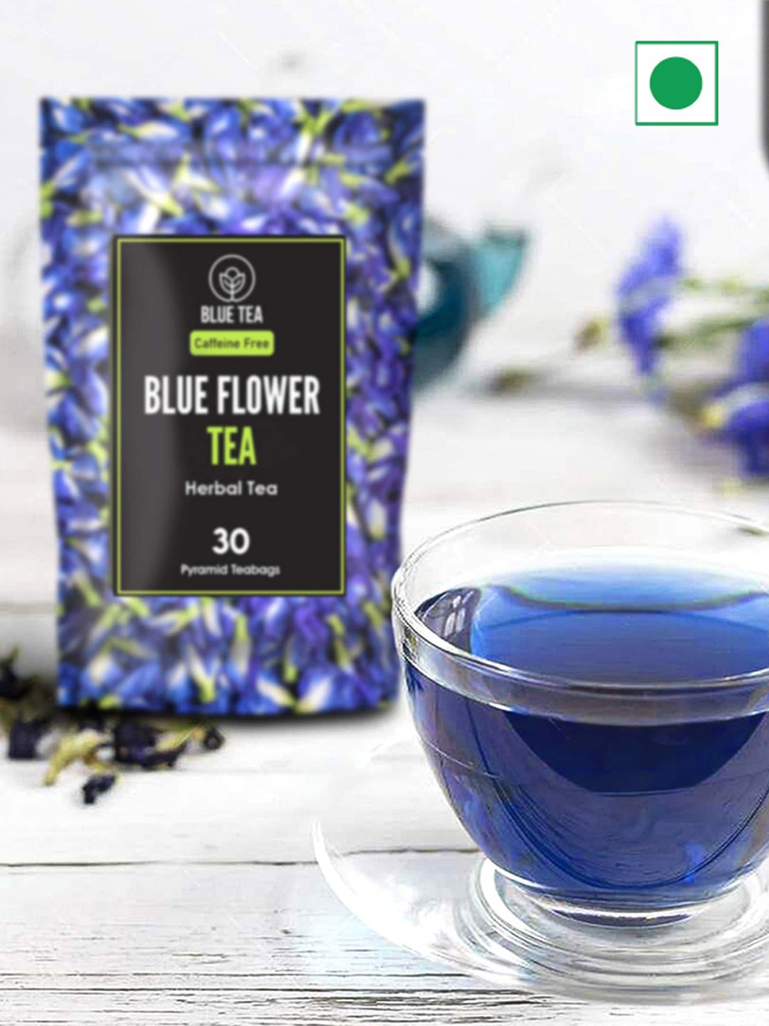 

BLUE TEA Butterfly Pea Flower 30 Pyramid Tea Bags -19.5 gm