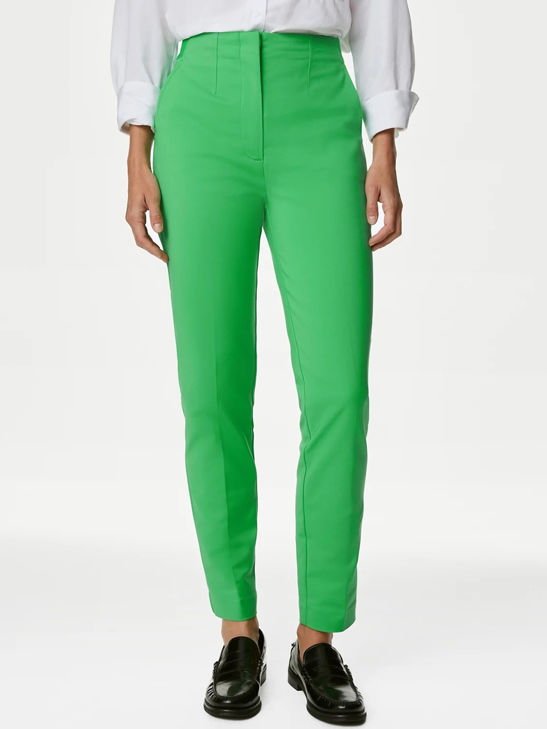

Marks & Spencer Women High-Rise Trousers, Green