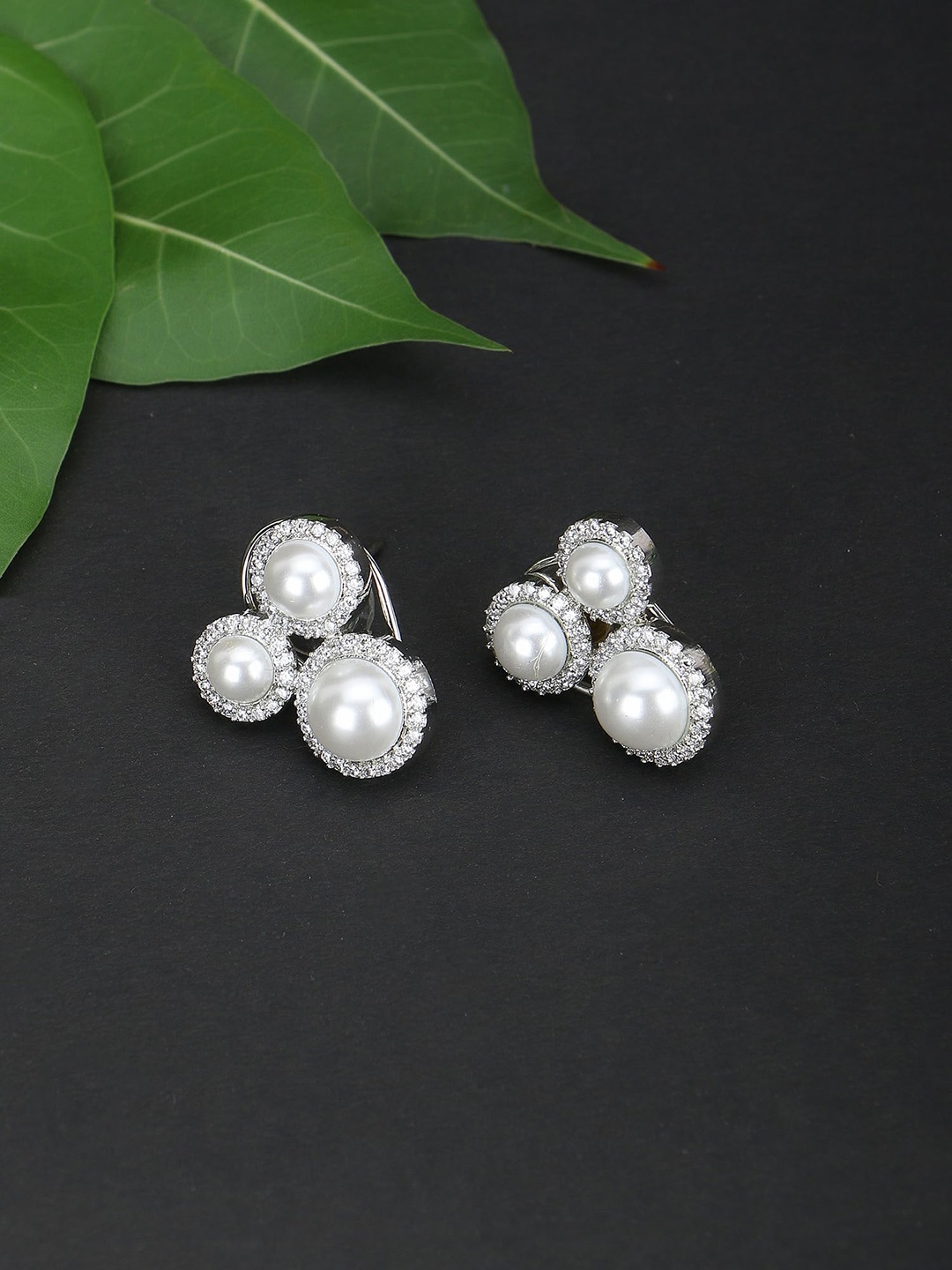 

Adwitiya Collection Silver-Plated Classic Studs Earrings