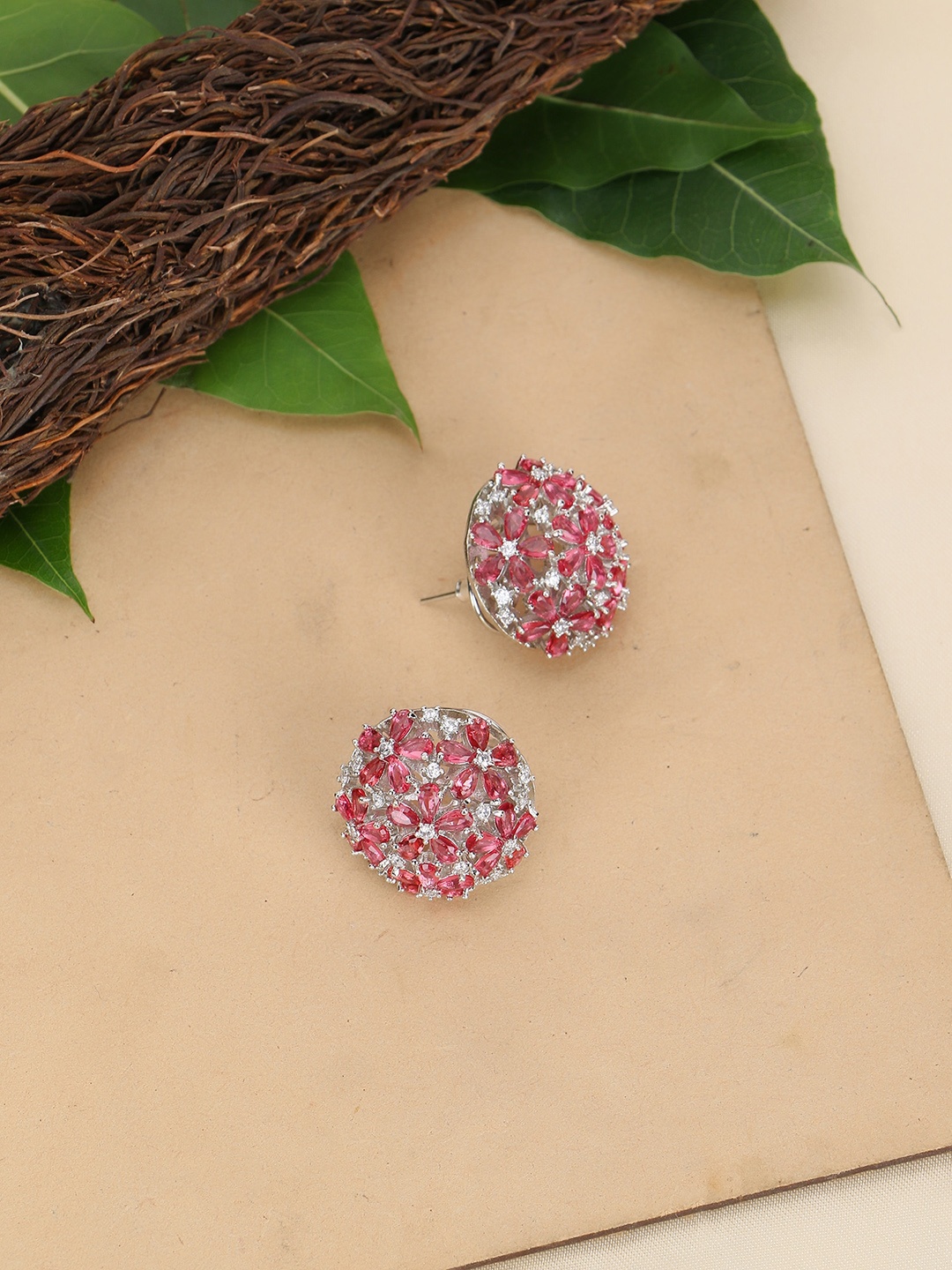 

Adwitiya Collection Rhodium-Plated Classic Studs Earrings, Silver