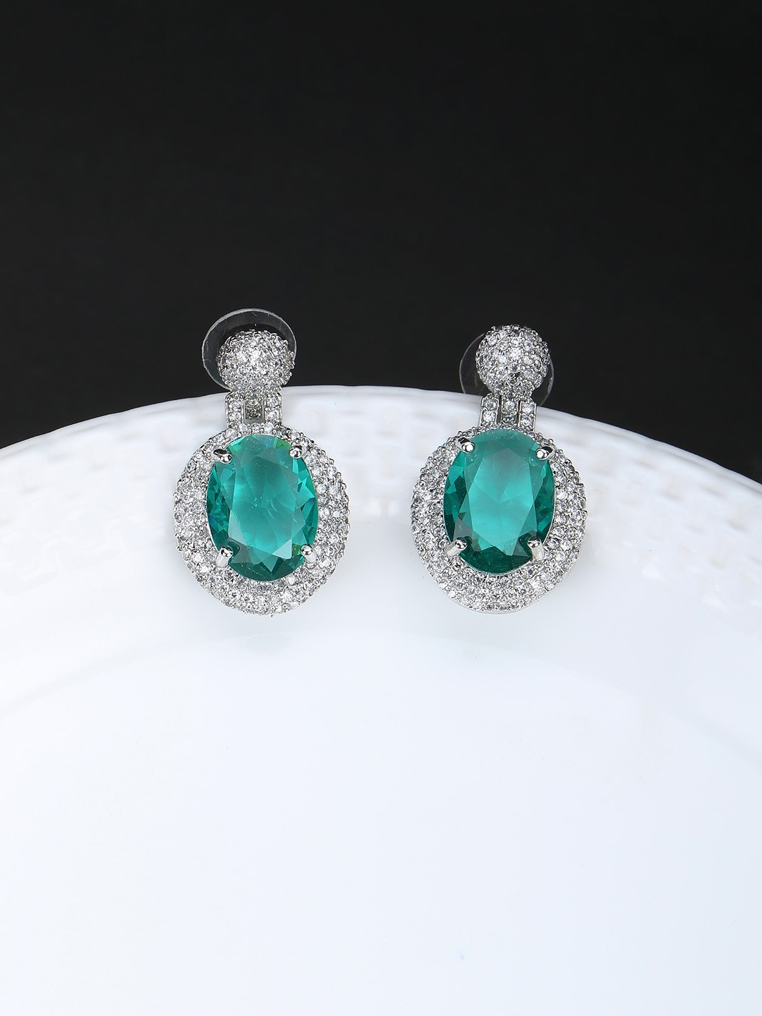 

Adwitiya Collection Rhodium-Plated Classic Drop Earrings, Silver