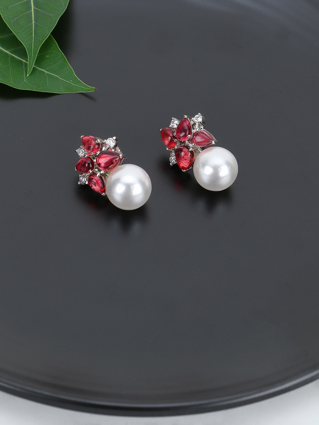 

Adwitiya Collection Silver-Plated Classic Studs Earrings