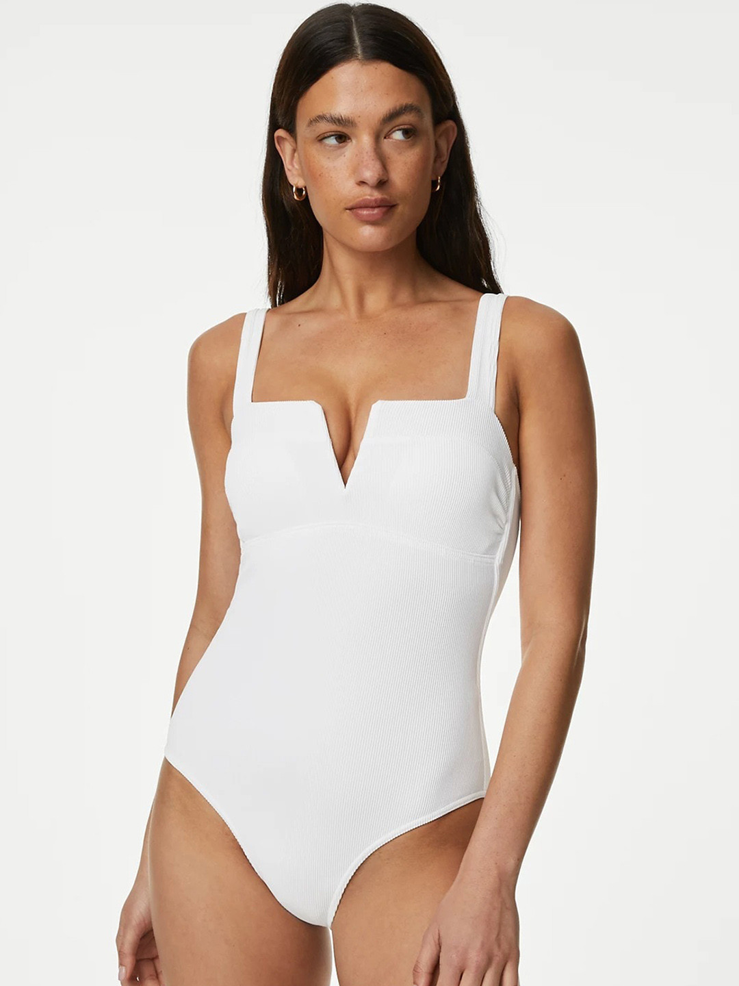 

Marks & Spencer Ribbed & Padded Swim Bodysuit, White