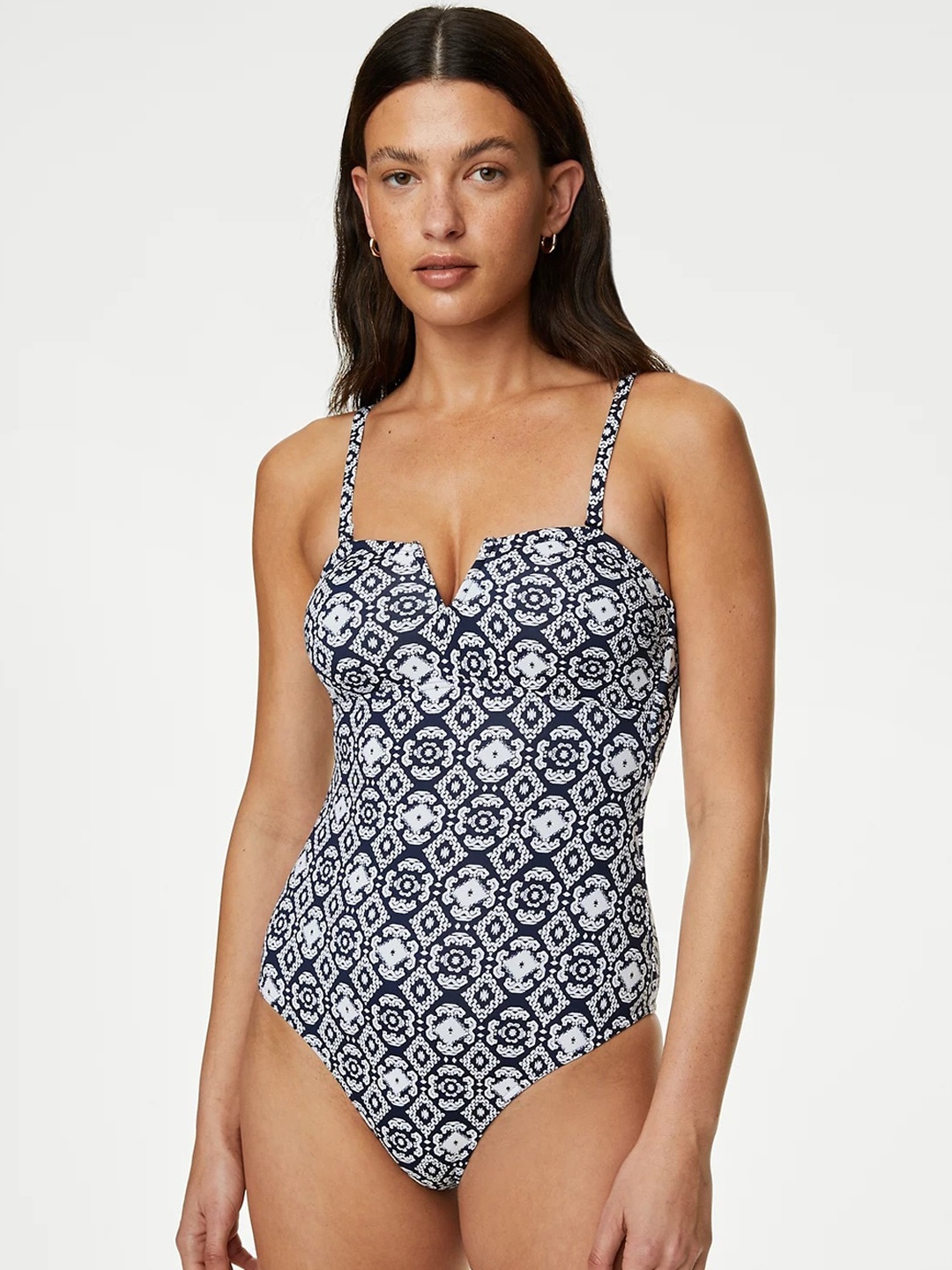 

Marks & Spencer Printed Shoulder Straps Bodysuit Swimwear, Grey