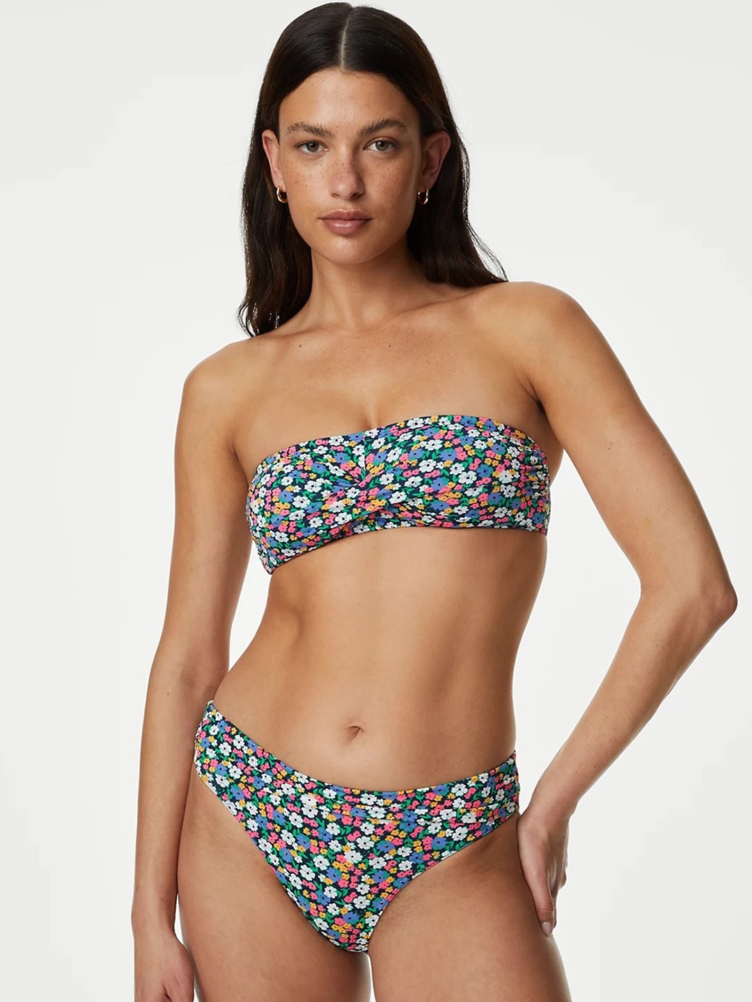 

Marks & Spencer Floral Printed Swim Bikini Briefs, Black