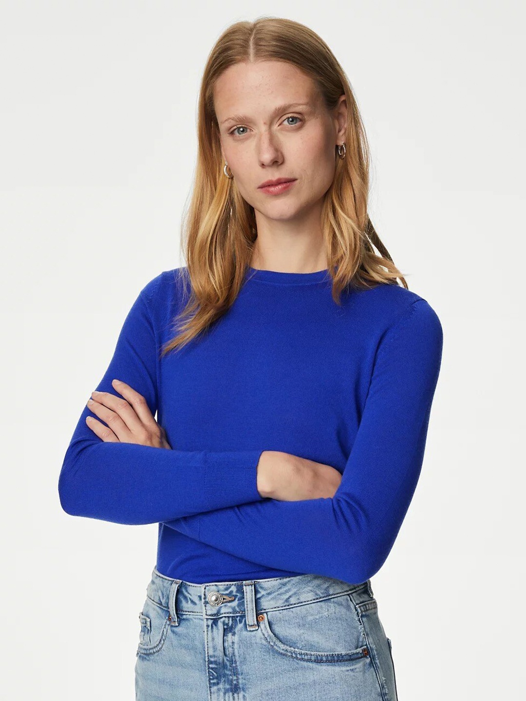 

Marks & Spencer Women Blue Woollen Pullover