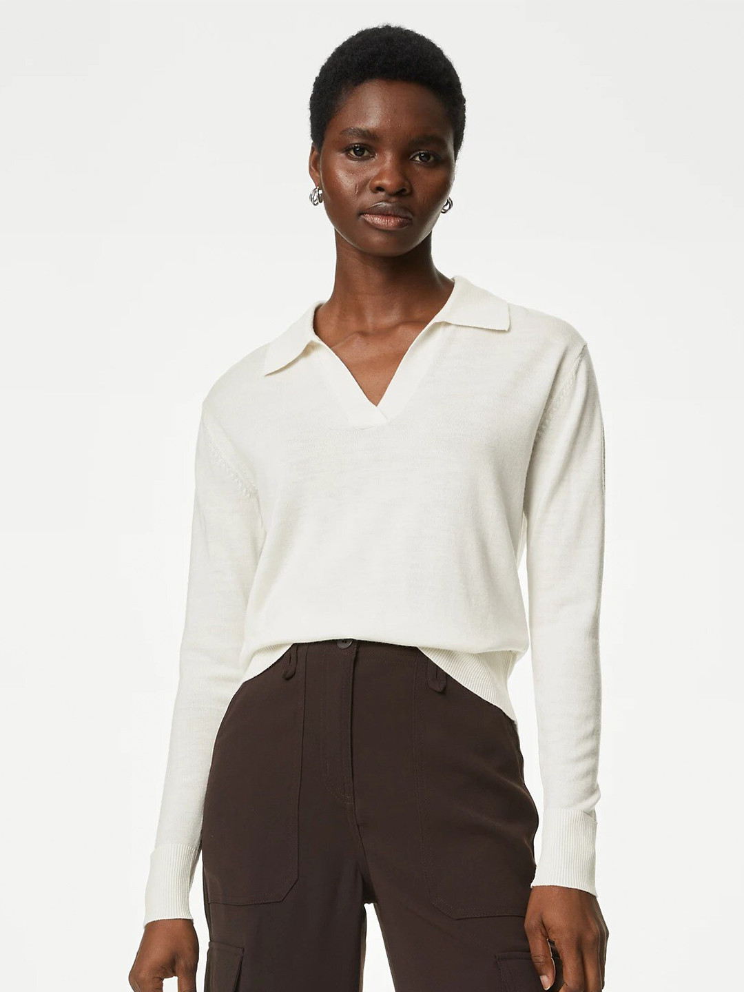

Marks & Spencer Women White Woollen Pullover