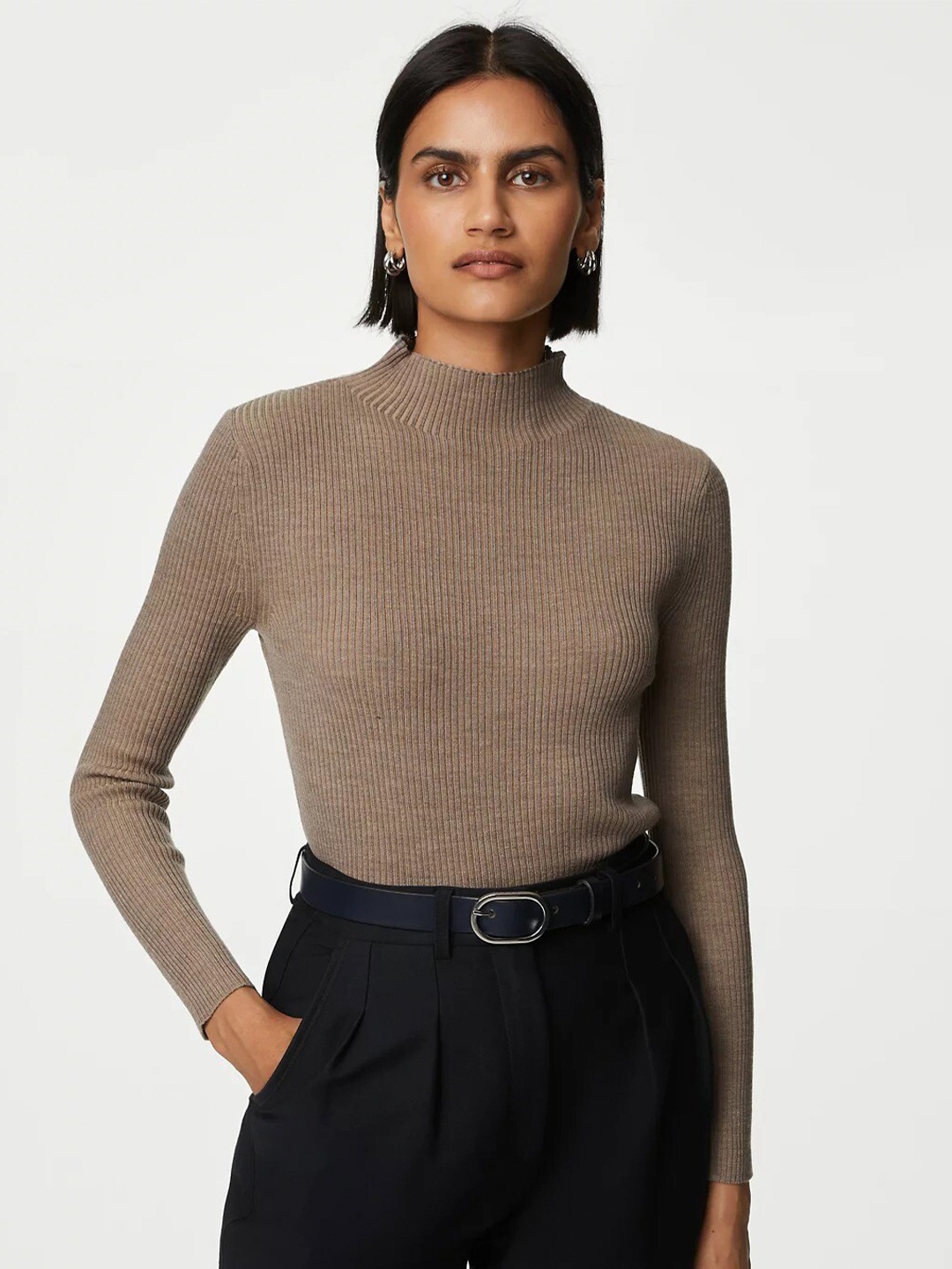 

Marks & Spencer Turtle Neck Woollen Pullover, Brown