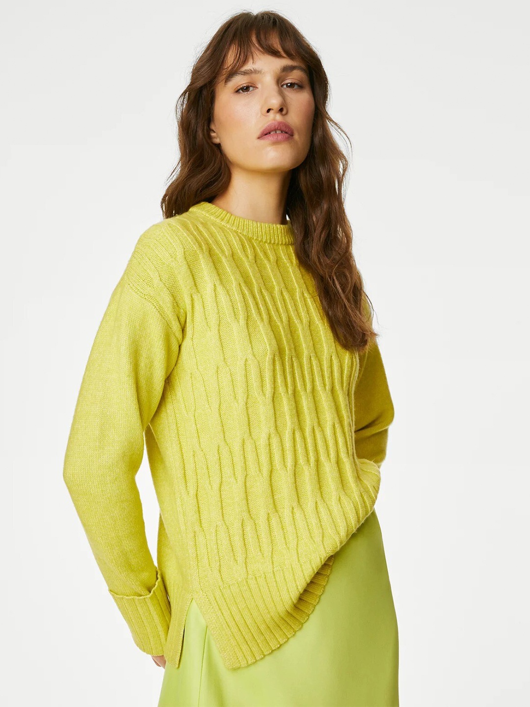 

Marks & Spencer Cable Knit Pullover Sweater, Lime green