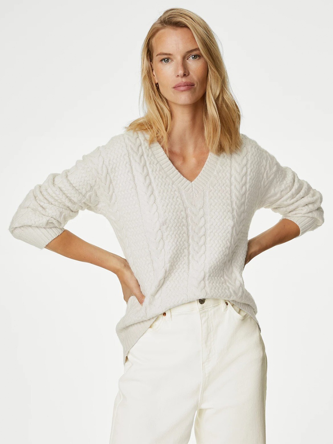 

Marks & Spencer Cable Knit Pullover Sweater, Cream