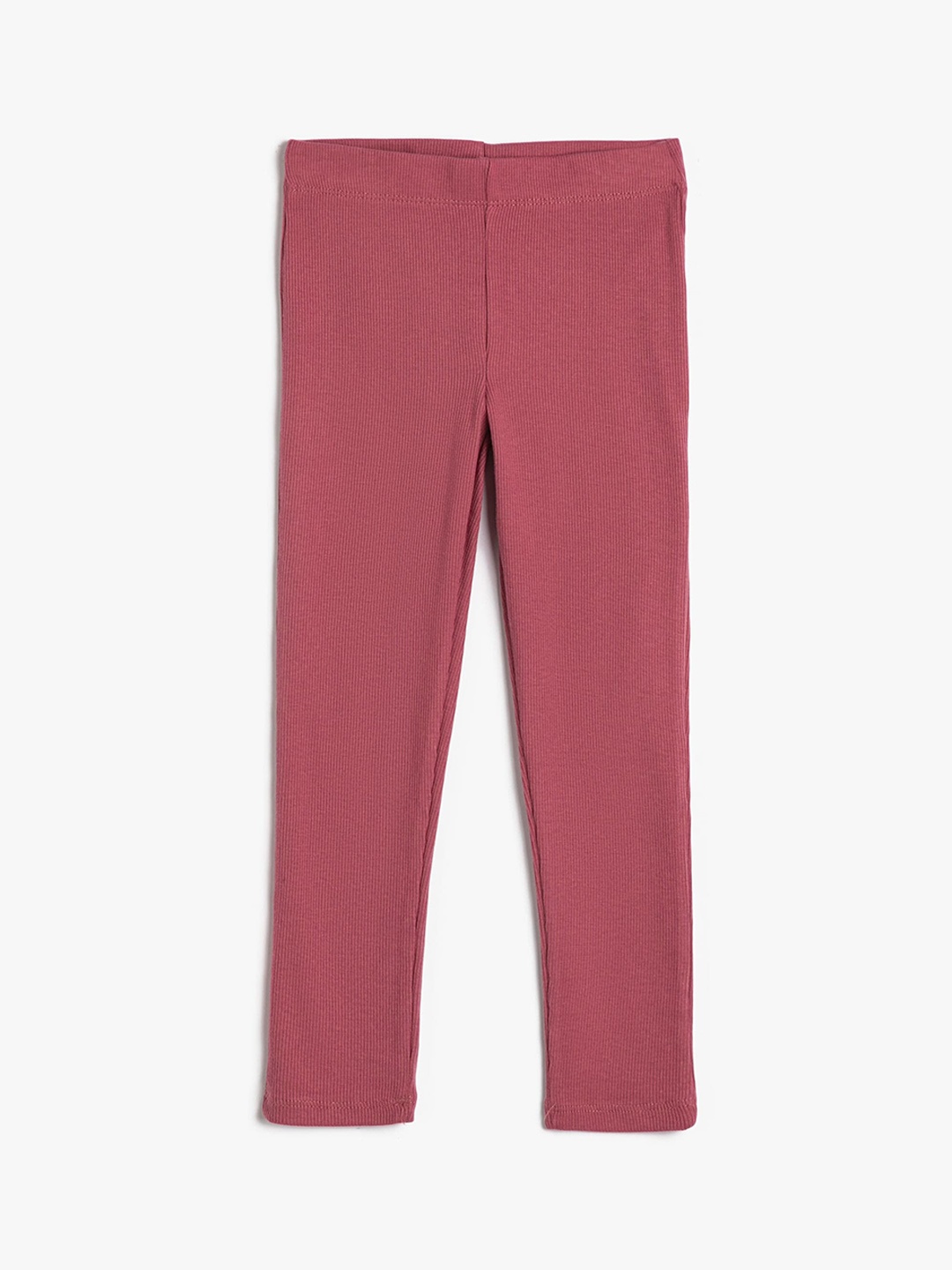 

Koton Girls Self Design Ankle-Length Cotton Leggings, Pink