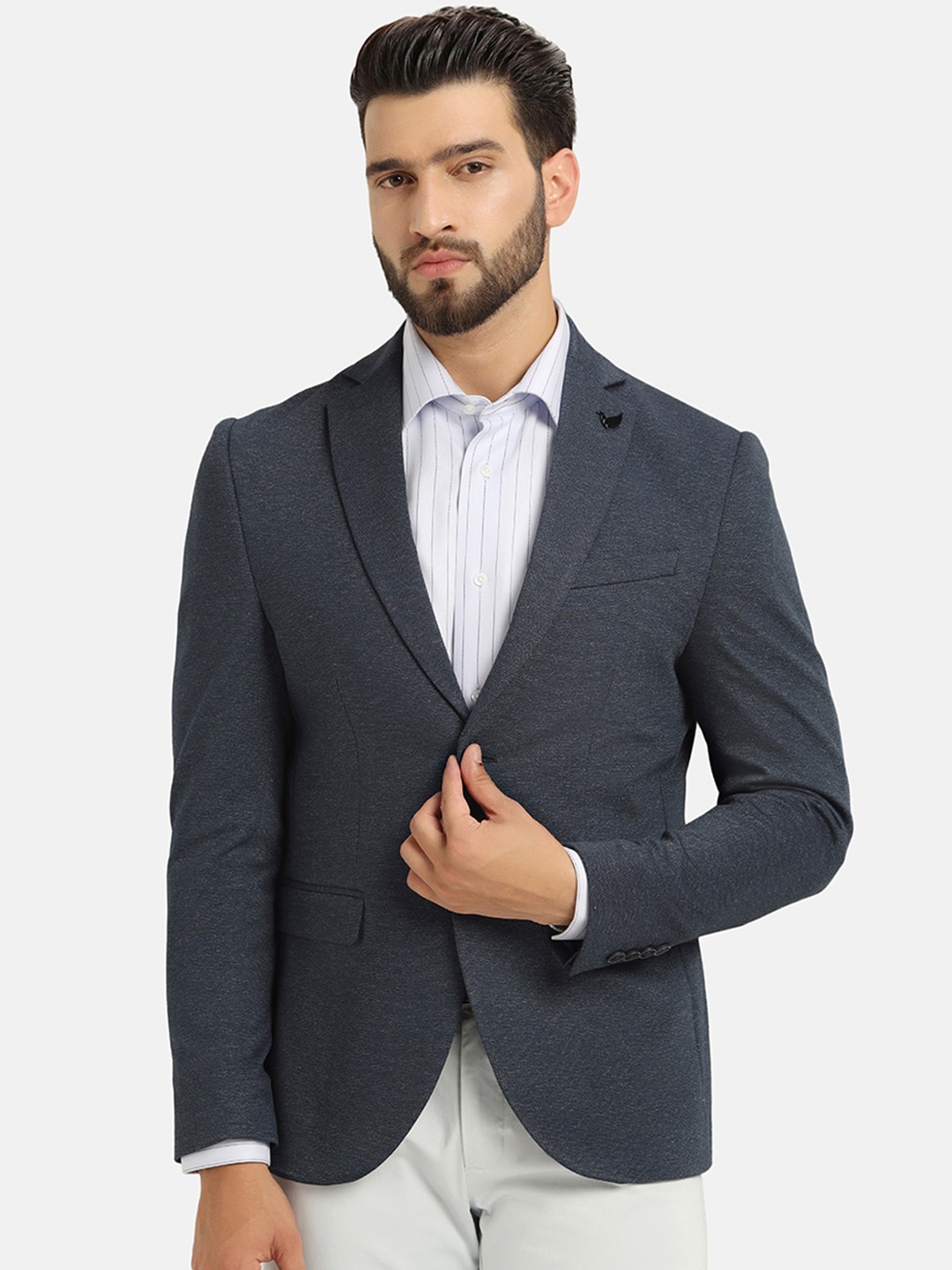 

Blackberrys Slim-Fit Notched Lapel Collar Single-breasted Formal Blazer, Navy blue