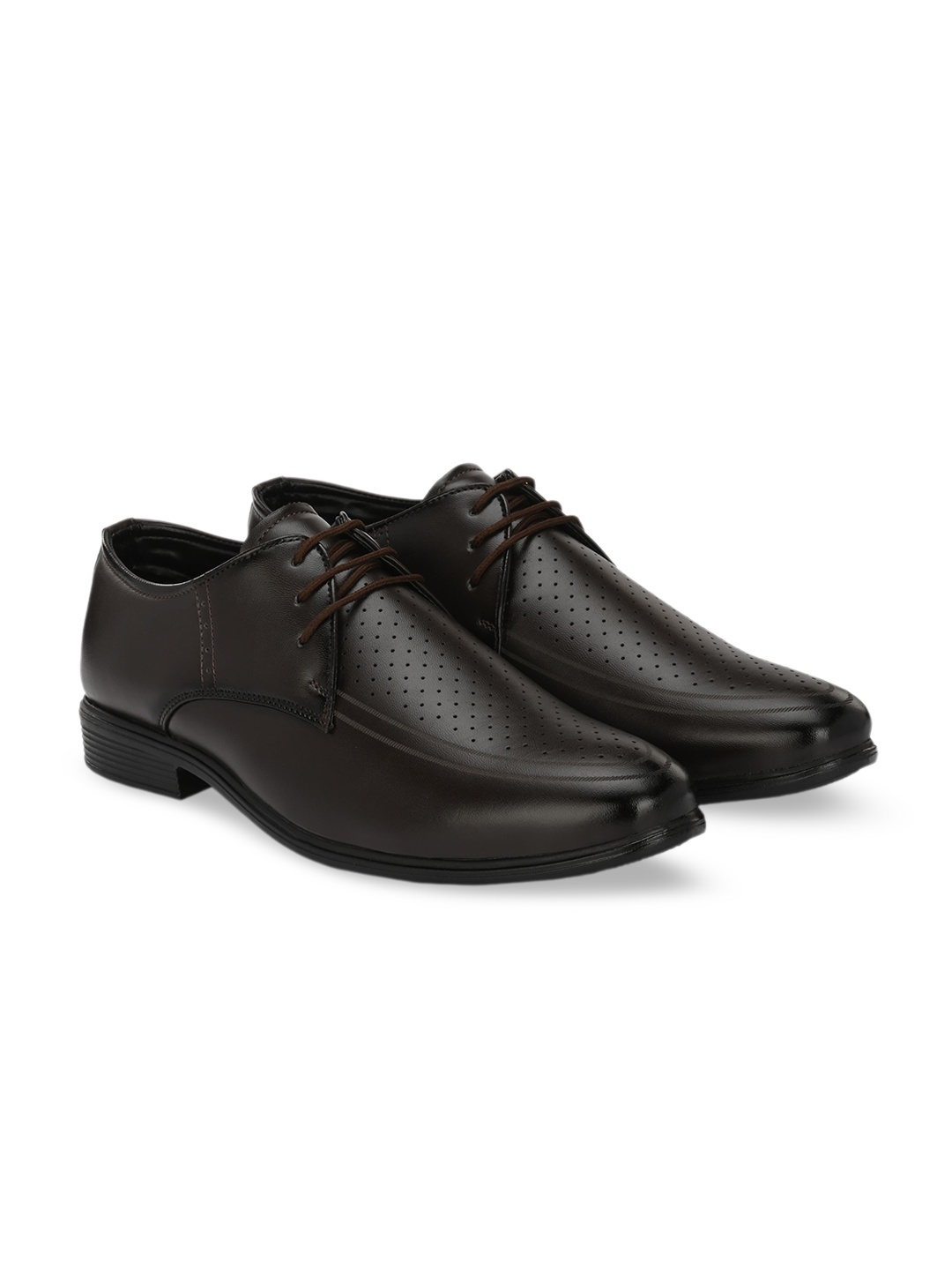 

Azzaro Black Men Perforated Formal Derbys, Brown