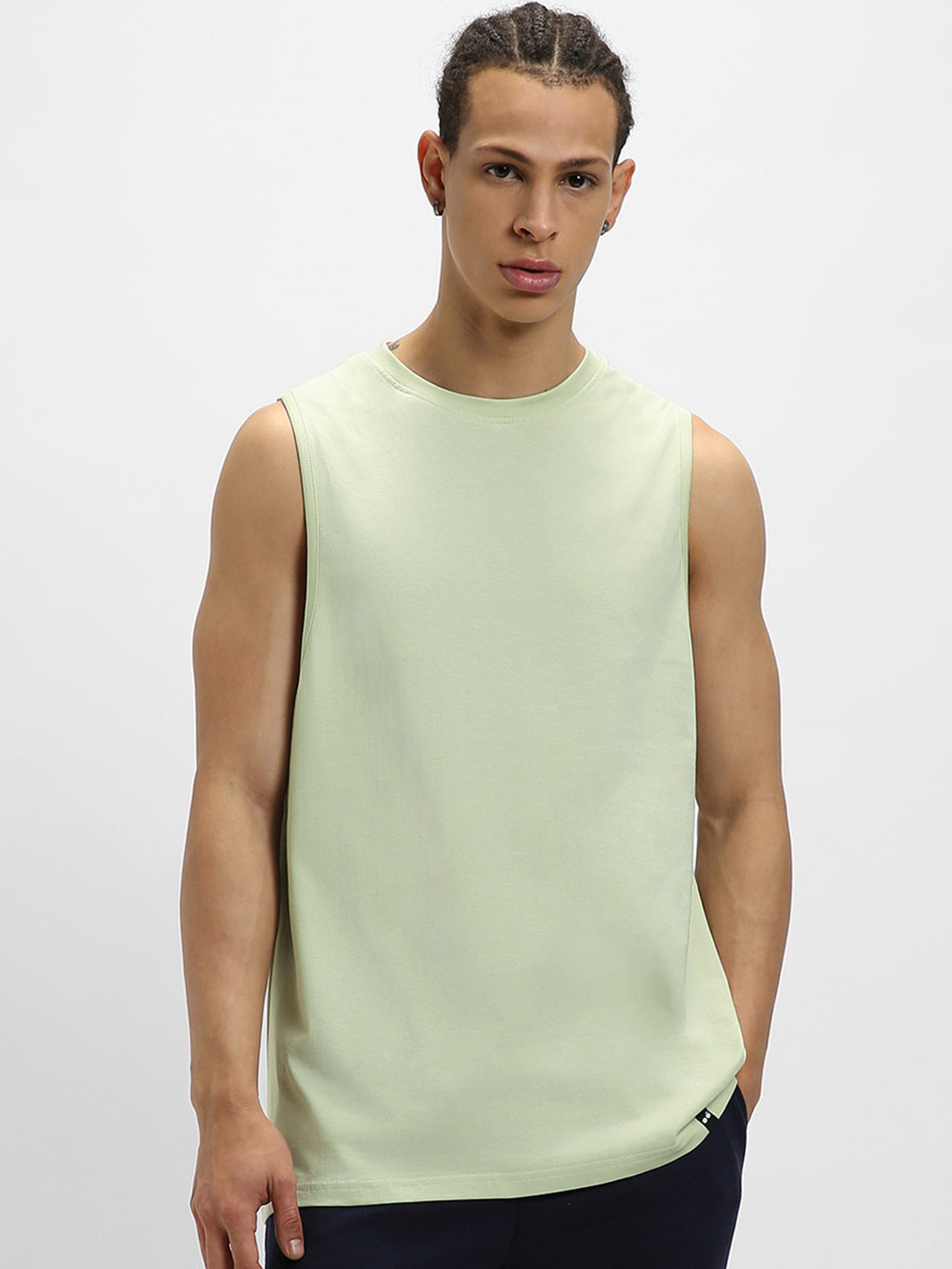 

Bewakoof Green Pure Cotton Oversized Innerwear Gym Vests