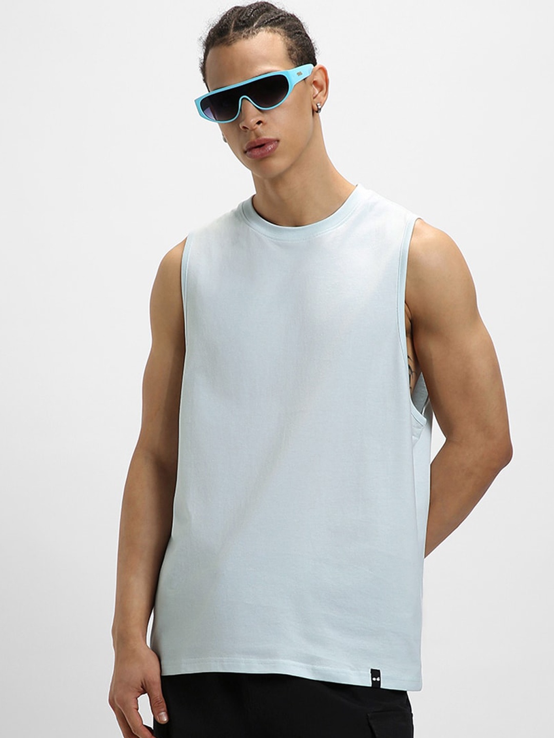

Bewakoof Pure Cotton Oversized Basic Gym, Blue