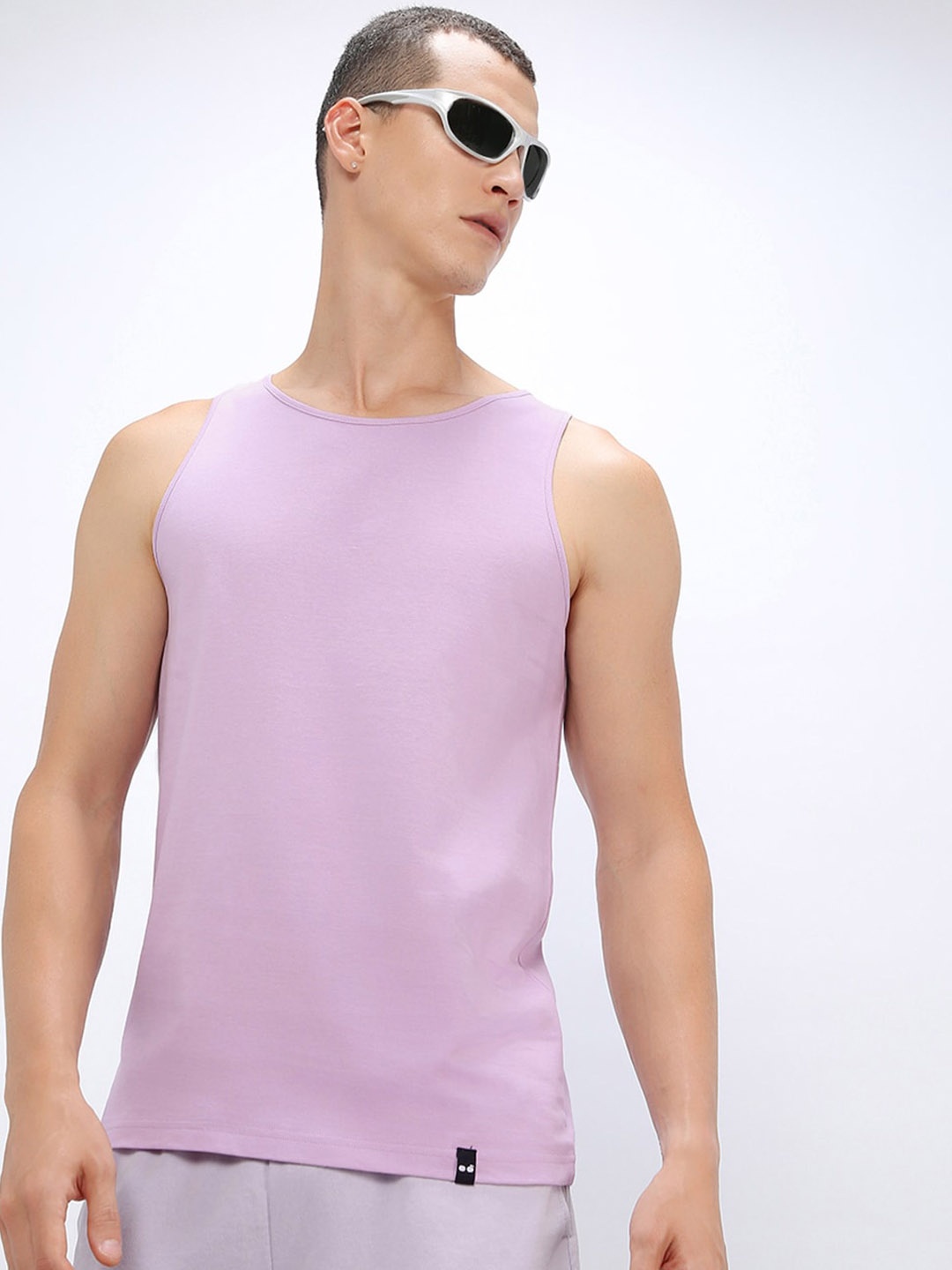 

Bewakoof Pure Cotton Oversized Basic Vest, Purple
