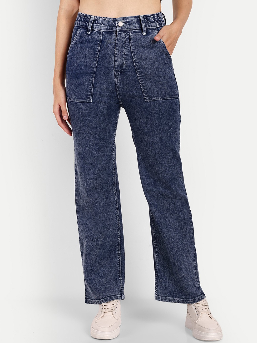 

BROADSTAR Women Smart Straight Fit High-Rise Stretchable Jeans, Blue