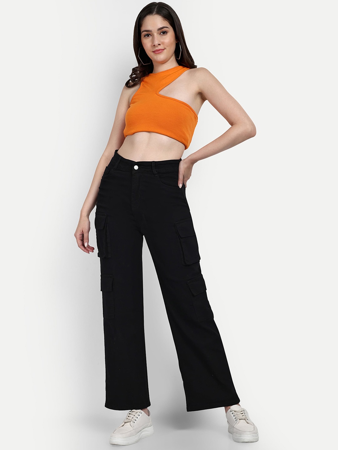 

Next One Women Smart Wide Leg High-Rise Stretchable Jeans, Black