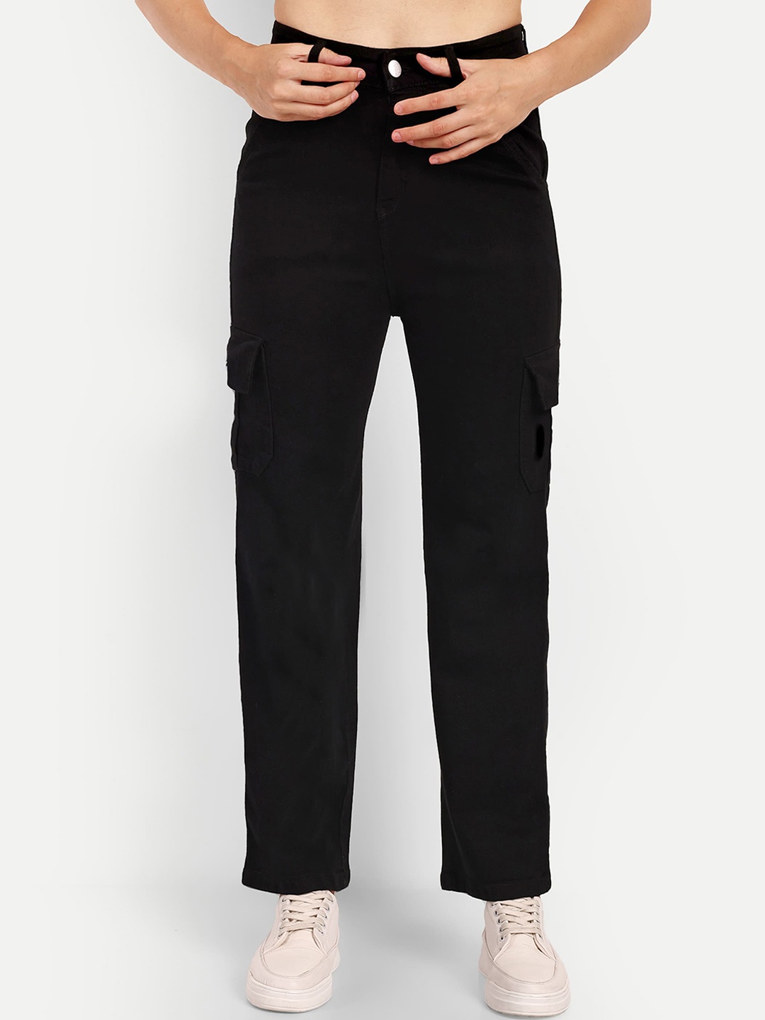 

Next One Women Smart Wide Leg High-Rise Stretchable Jeans, Black