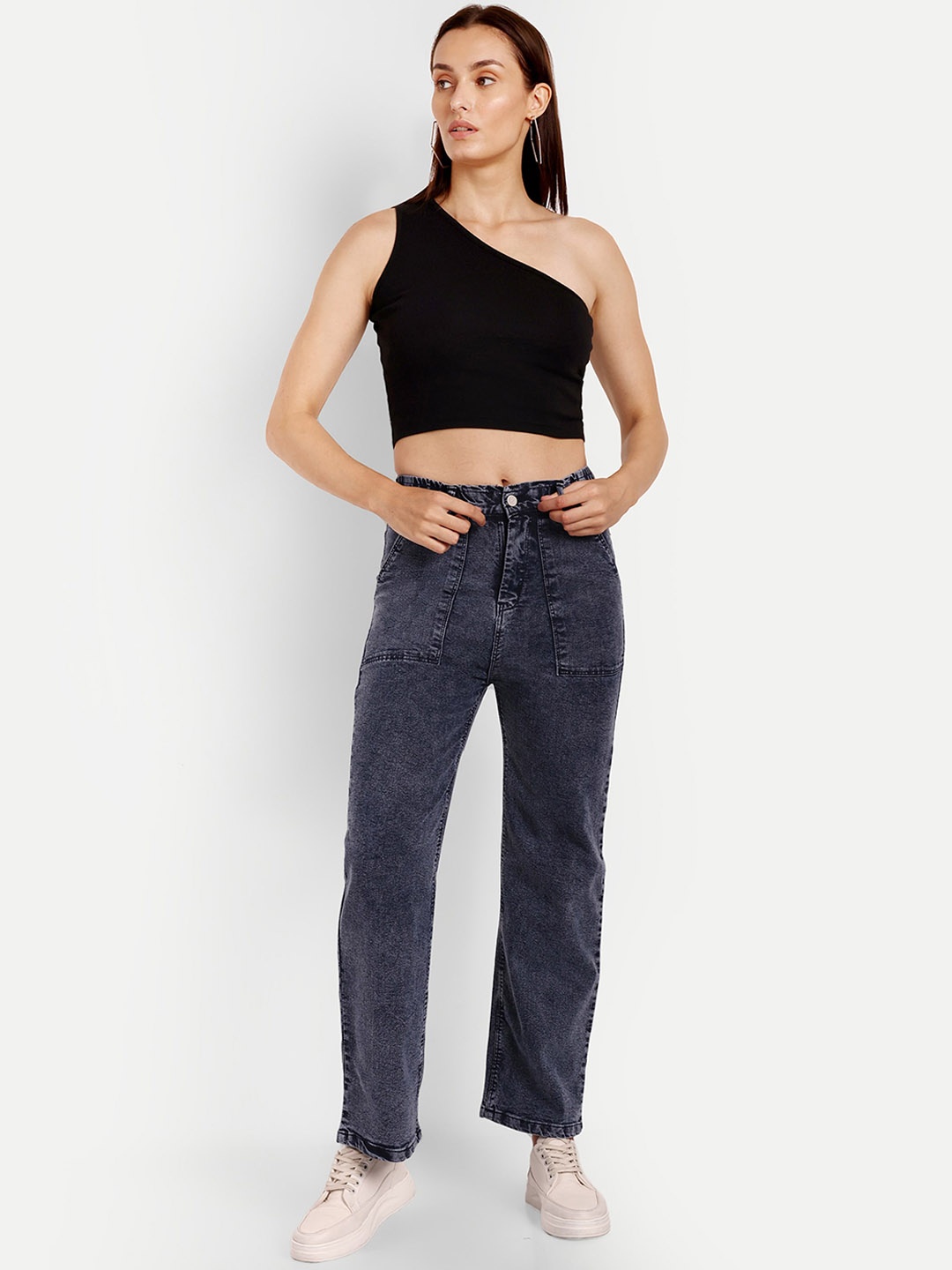 

Next One Women Smart Wide Leg High-Rise Stretchable Jeans, Navy blue