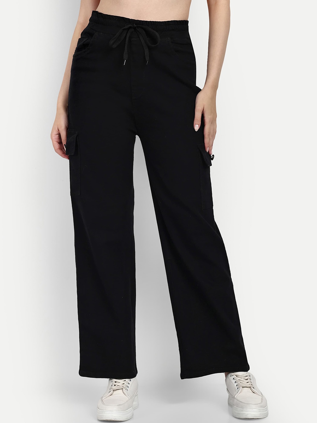 

Next One Women Smart Wide Leg High-Rise Clean Look Stretchable Jeans, Black