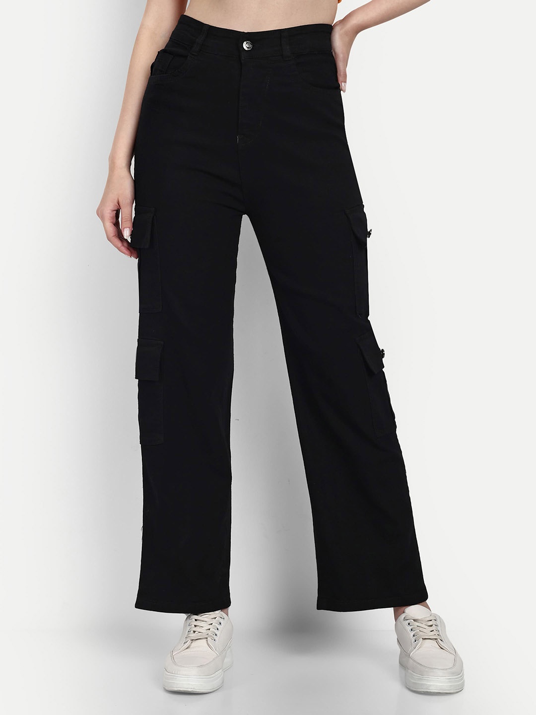 

Next One Women Smart Wide Leg High-Rise Stretchable Jeans, Black