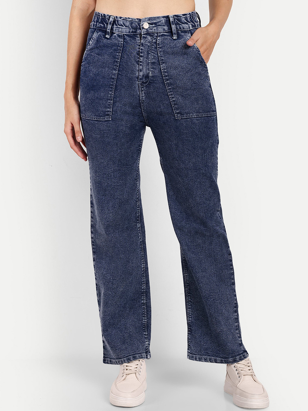 

Next One Women Smart Wide Leg High-Rise Stretchable Jeans, Blue