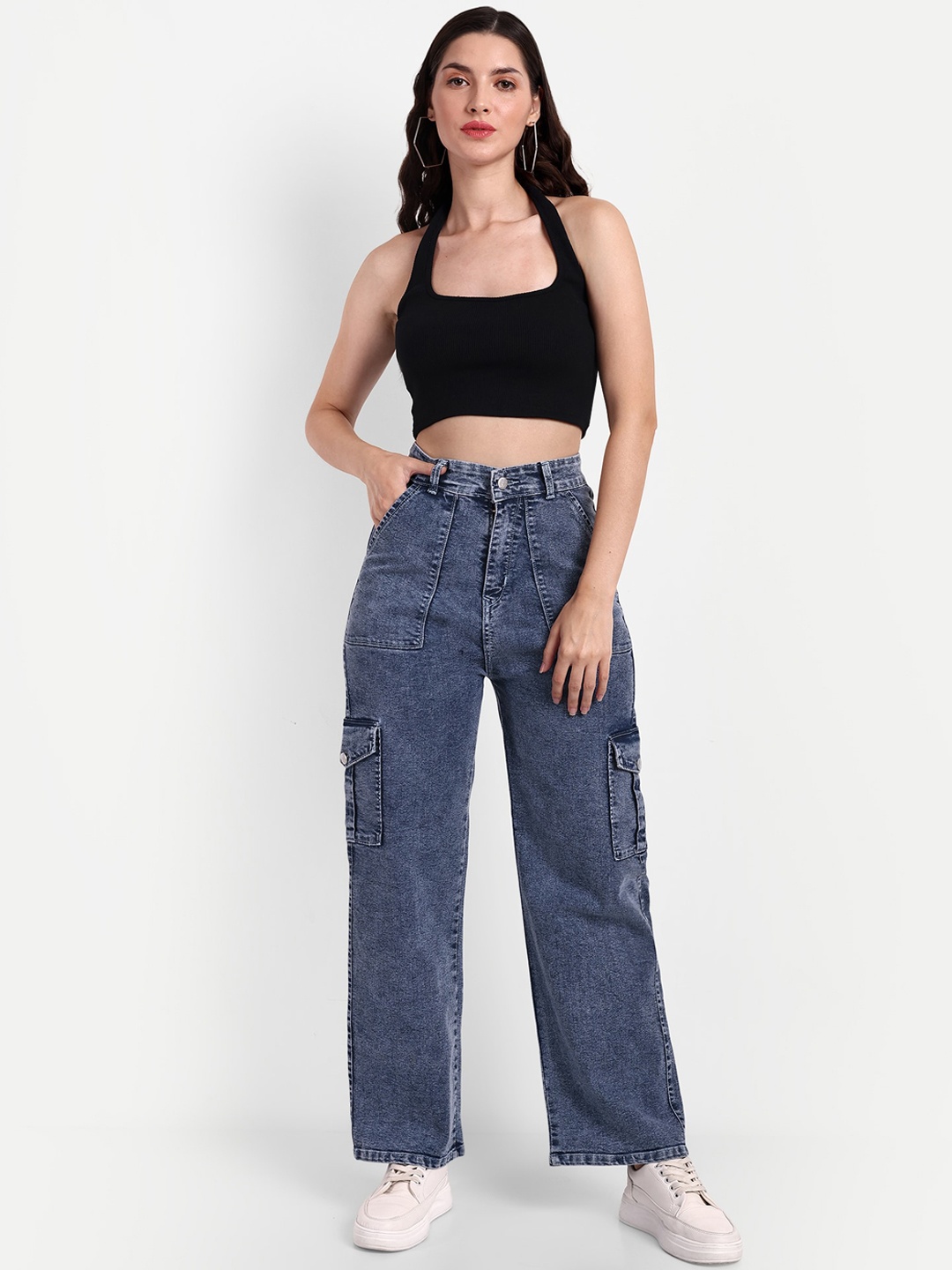 

Next One Women Smart Wide Leg High-Rise Stretchable Jeans, Blue