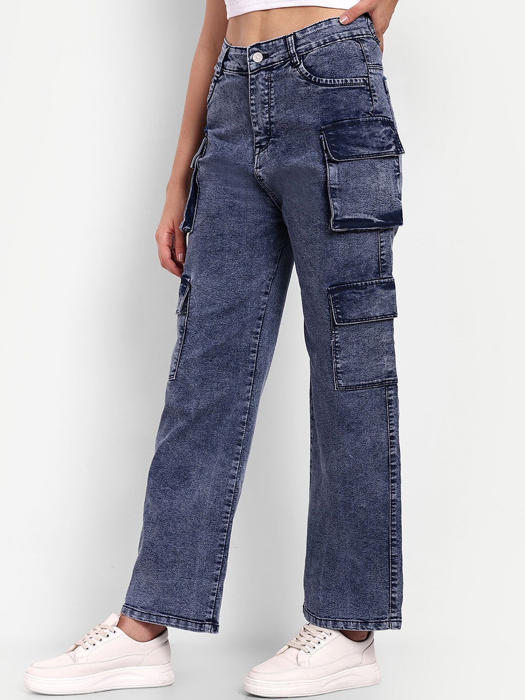 

Next One Smart Wide Leg High-Rise Clean Look Stretchable Jeans, Navy blue