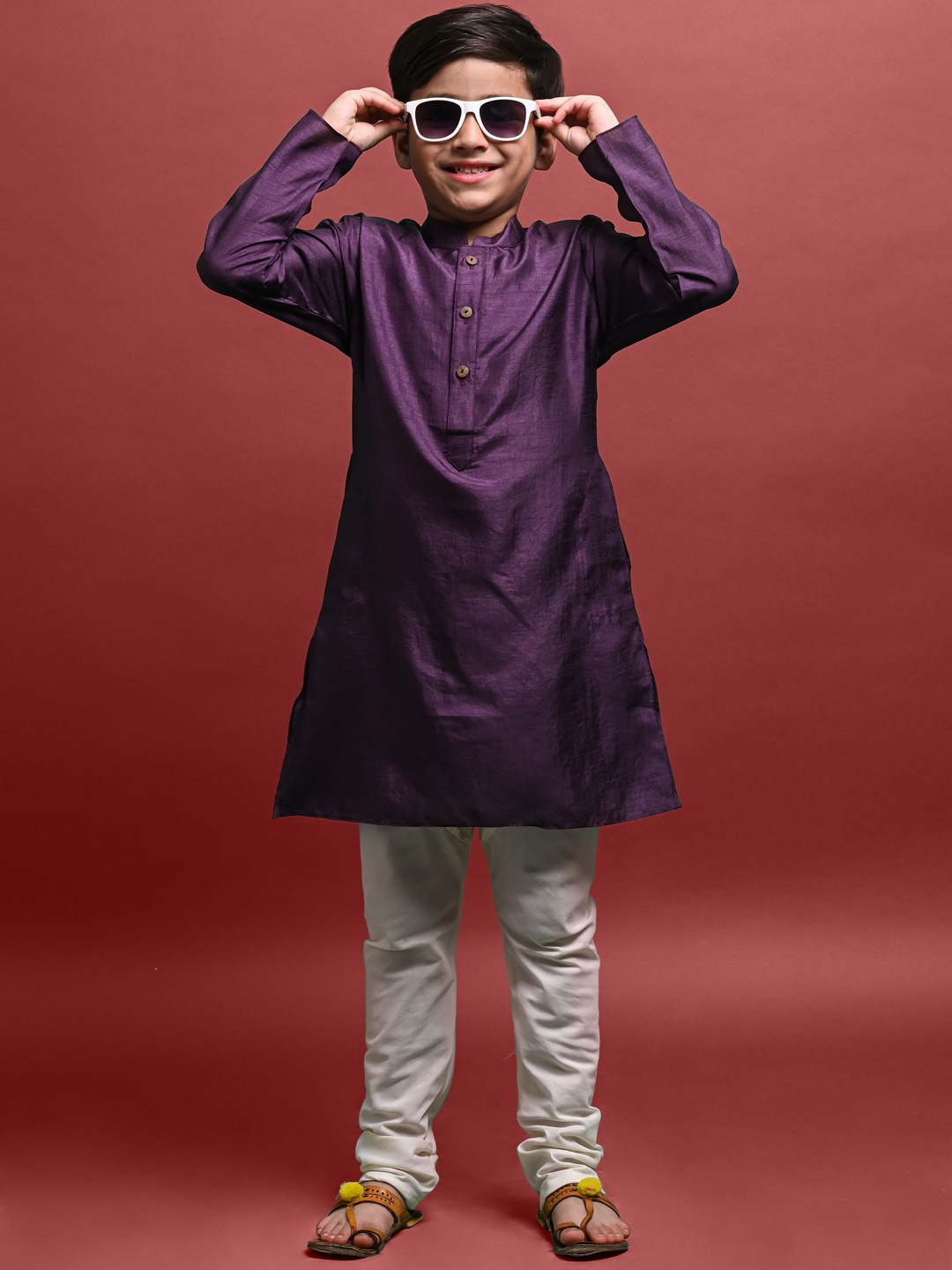 

VESHAM Boys Straight Kurta With Pyjamas, Purple