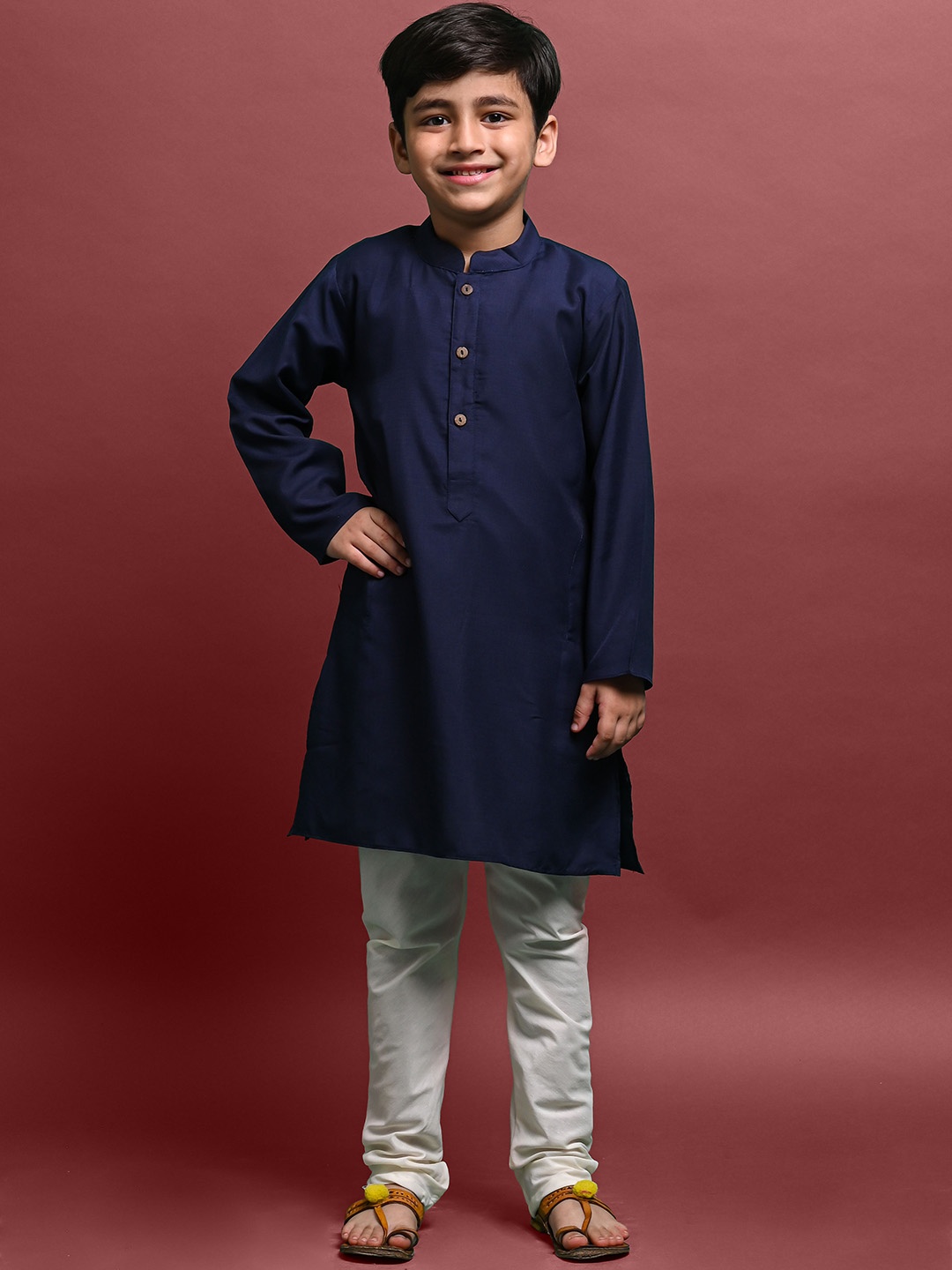 

VESHAM Boys Straight Regular Kurta With Pyjamas, Navy blue