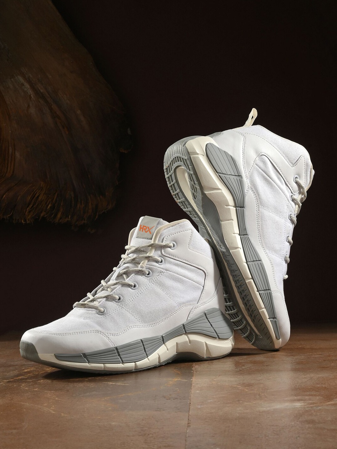 

HRX by Hrithik Roshan Men White Mid-Top Lace-Up Basketball Shoes
