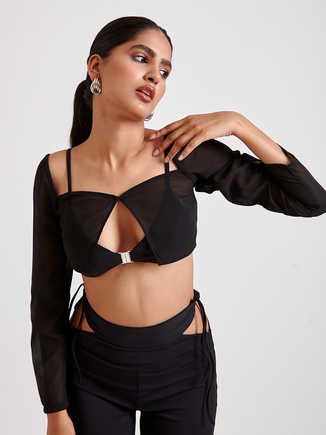 

THE CLOTHING FACTORY Square Neck Bralette Crop Top, Black