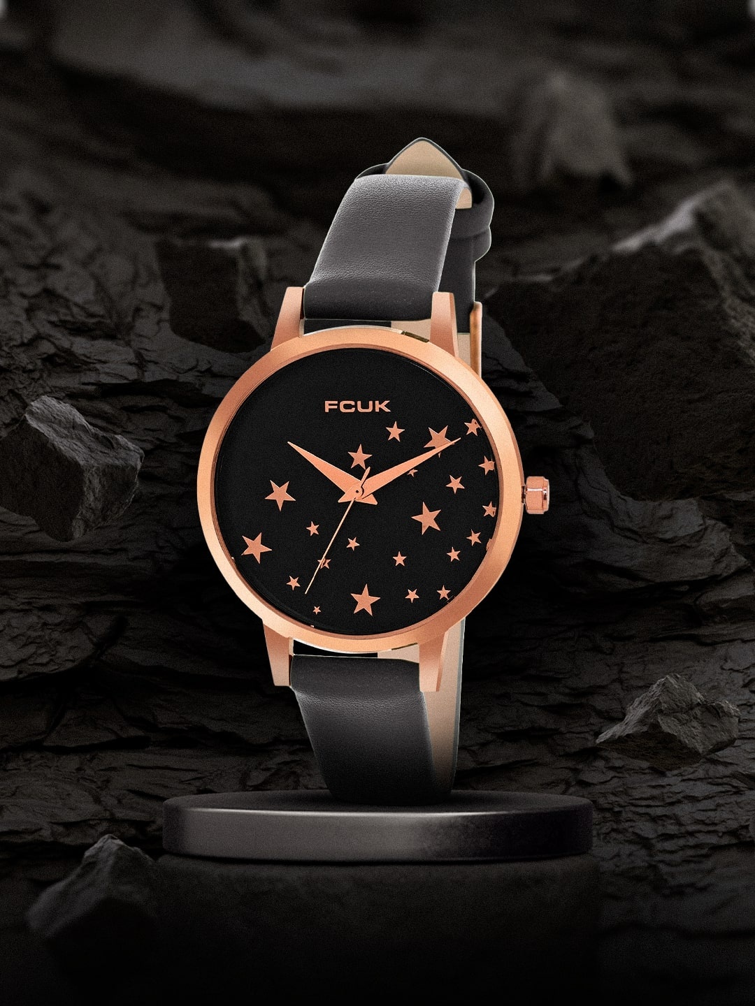

FCUK Women Printed Dial & Leather Straps Analogue Watch FK00024D, Black