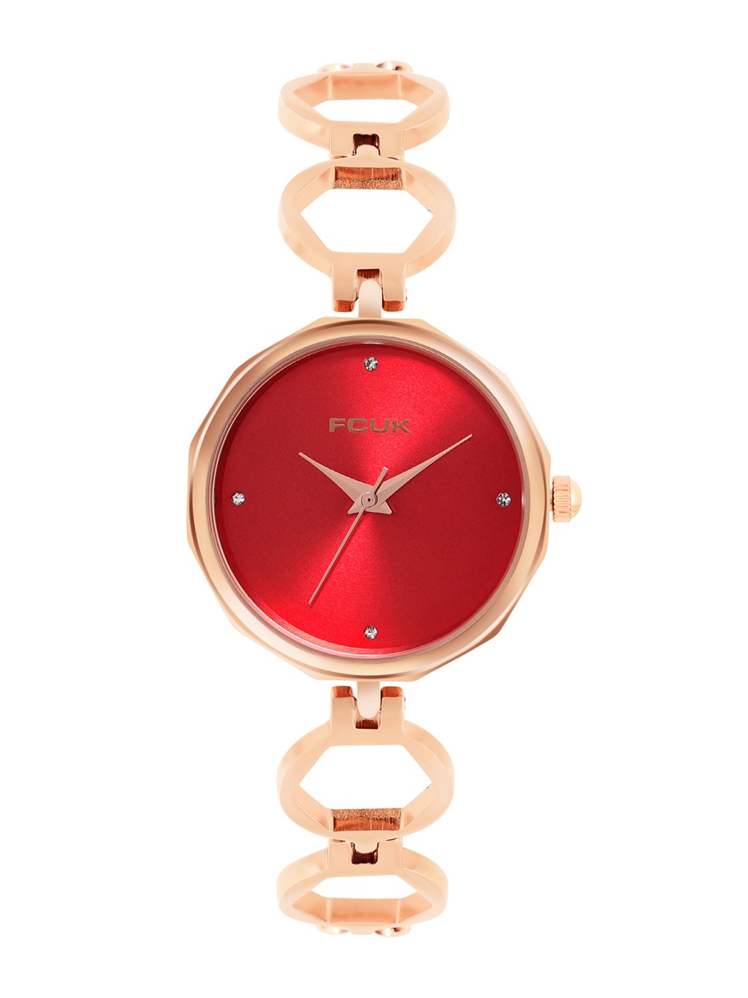 

FCUK Women Embellished Dial & Stainless Steel Straps Analogue Watch FK00027B, Pink