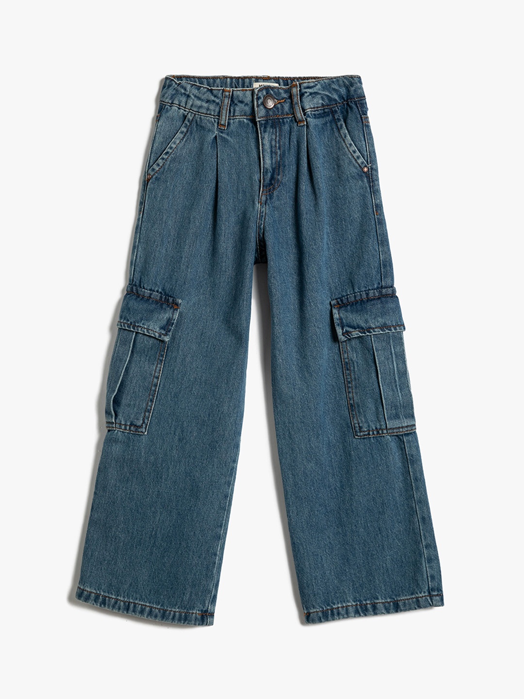 

Koton Girls Wide Leg Clean Look Pure Cotton Jeans, Blue