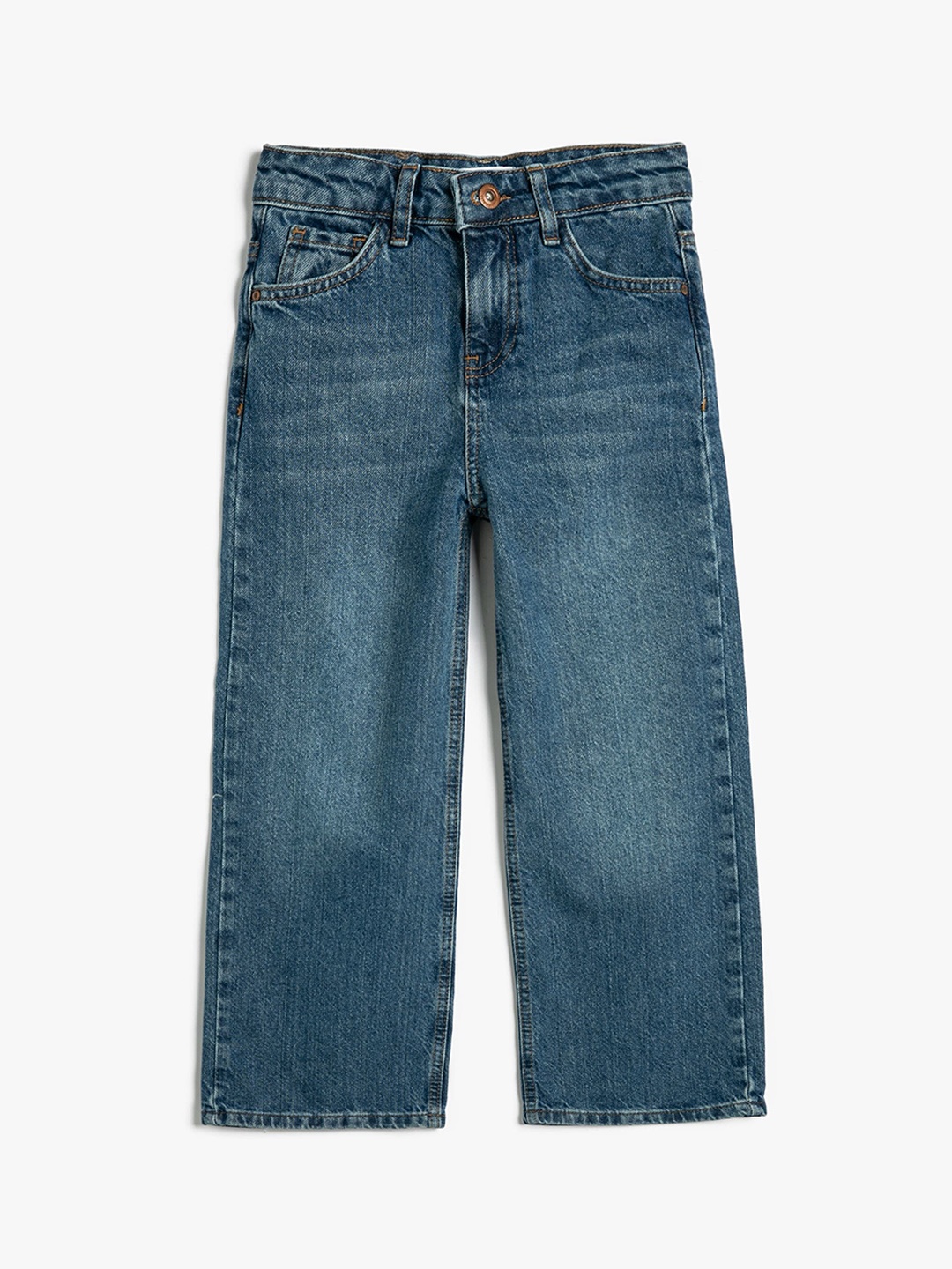 

Koton Girls Mid-Rise Clean Look Light Fade Whiskers and Chevrons Jeans, Blue