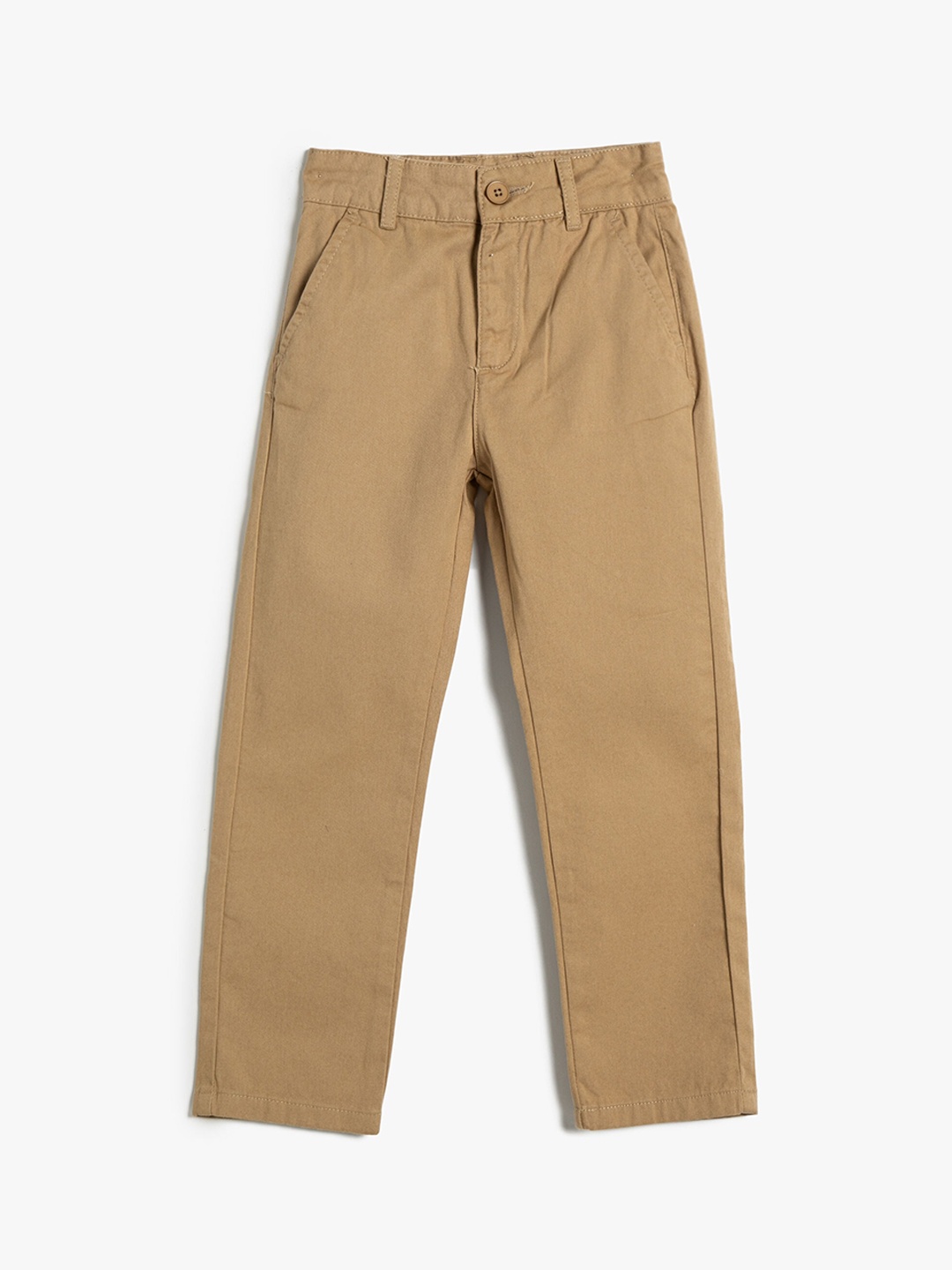 

Koton Boys High-Rise Pure Cotton Chinos Trousers, Camel brown