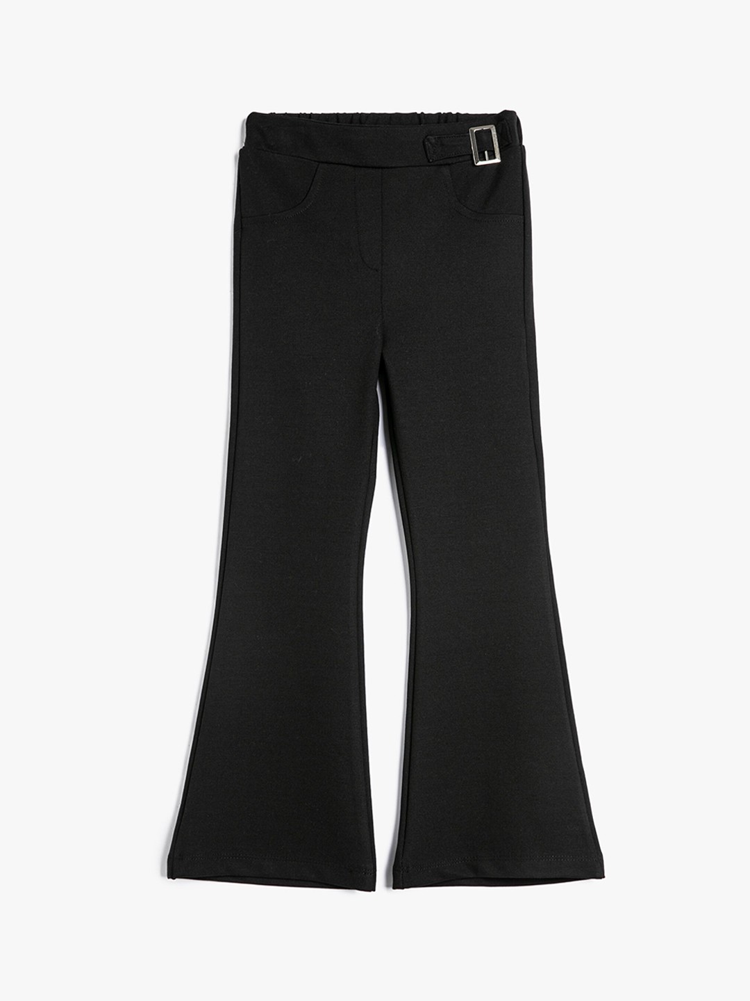 

Koton Girls High-Rise Bootcut Trousers, Black