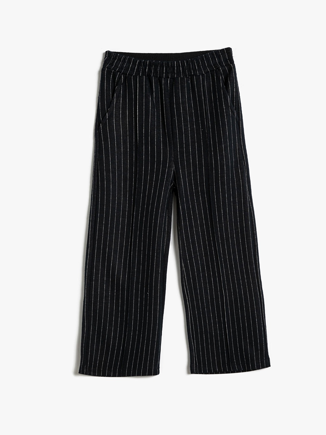 

Koton Girls Striped High-Rise Trousers, Blue