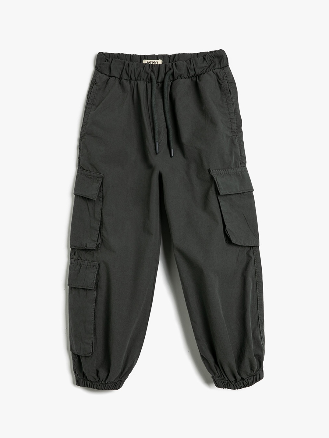 

Koton Boys High-Rise Pure Cotton Cargos, Grey