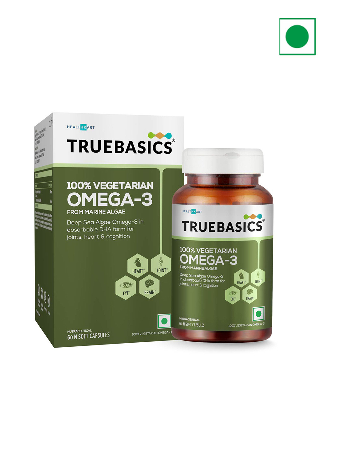 

TrueBasics 100% Vegetarian Omega 3 with Deep Sea Algae Oil - 60 Capsules, White