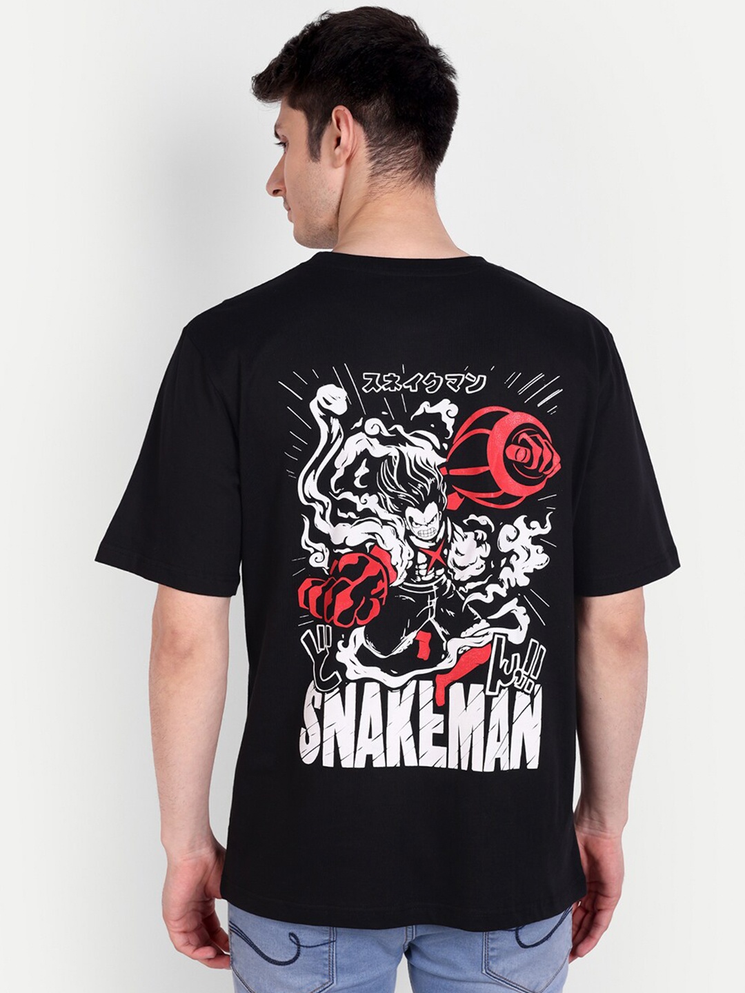 

Fans Army Anime Printed Pure Cotton Oversized T-shirt, Black