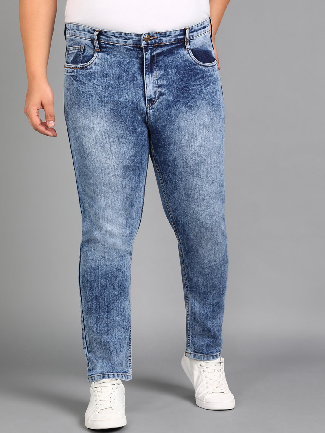 

Urbano Plus Men Slim Fit Mid Rise Heavy Fade Stretchable Jeans, Blue