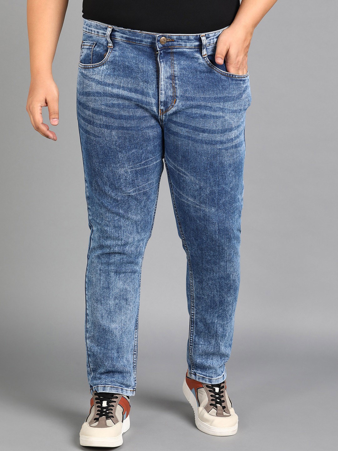 

Urbano Plus Men Slim Fit Heavy Fade Stretchable Jeans, Blue