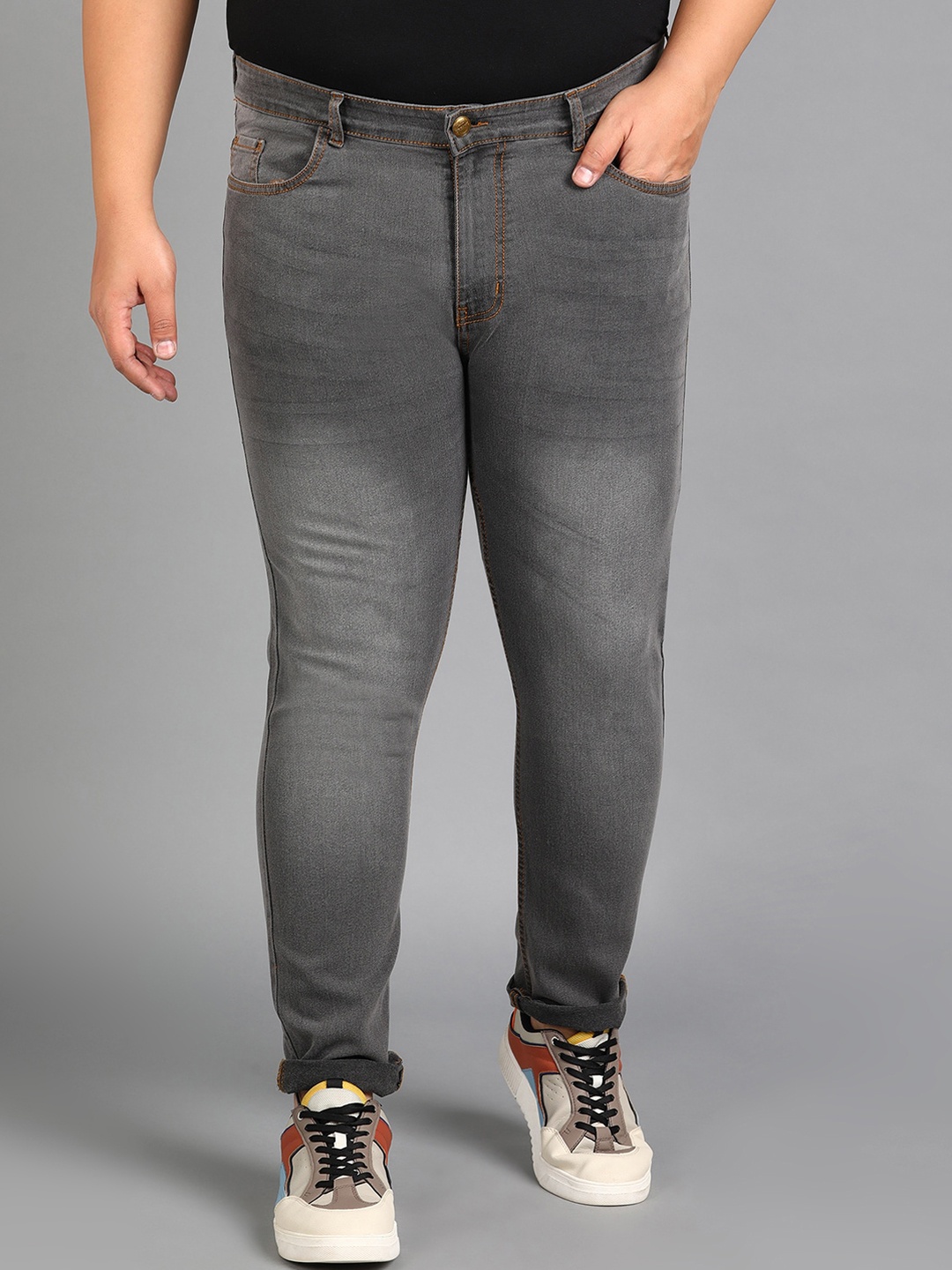 

Urbano Plus Men Slim Fit Heavy Fade Stretchable Jeans, Grey