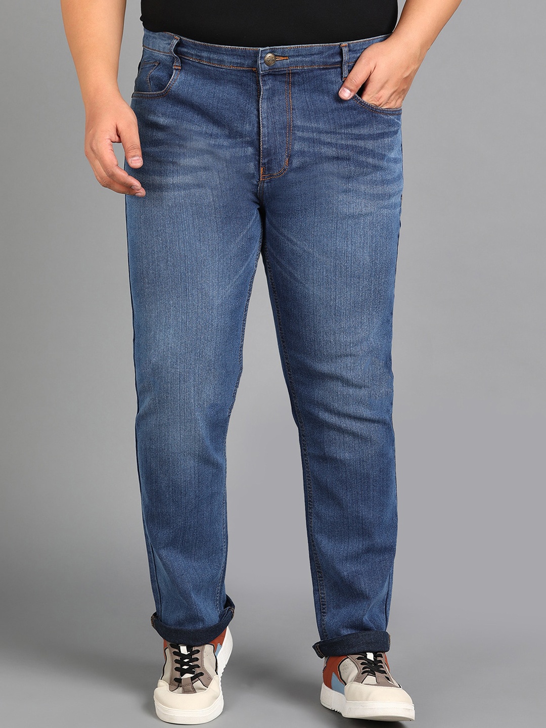 

Urbano Plus Men Regular Fit Light Fade Stretchable Jeans, Blue
